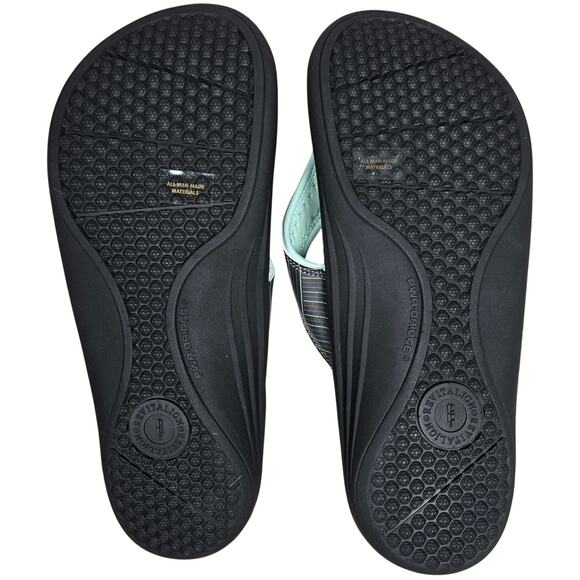 Revitalign Women's Yumi Summer Stripe Flip-Flop in Black 12 NWT - Picture 6 of 9